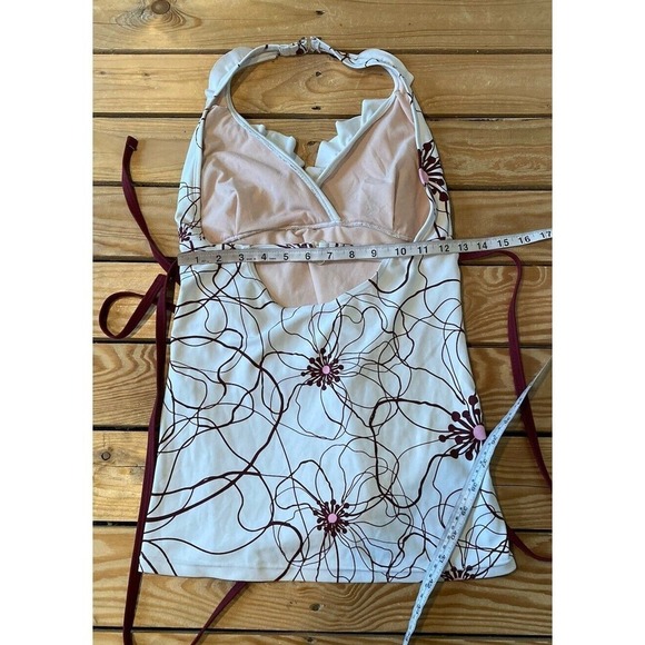 Modbe Halter Floral Tankini Top Size Medium Women’s White - Picture 6 of 6